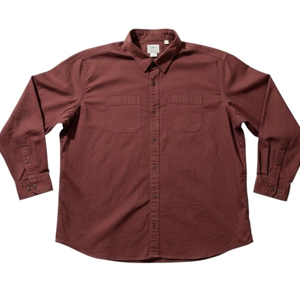 L.L. Bean Mens XXL Traditional Fit Button Down‎ Shirt Burgundy Maroon Cotton XXL